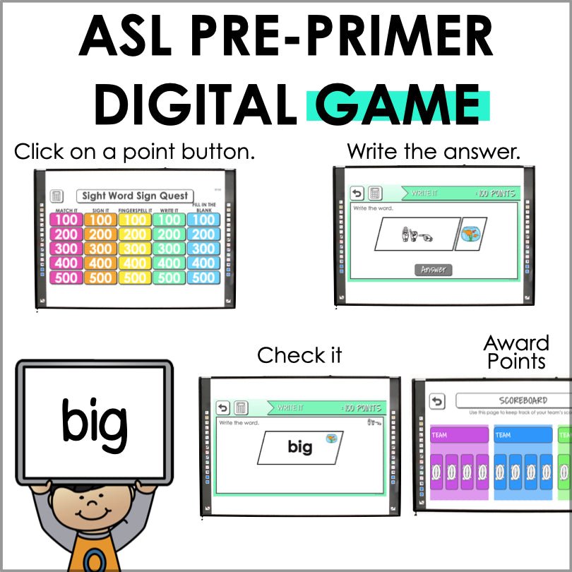 ASL Pre-Primer Sight Words Digital Game - Teacher Jeanell