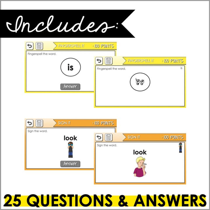 ASL Pre-Primer Sight Words Digital Game - Teacher Jeanell