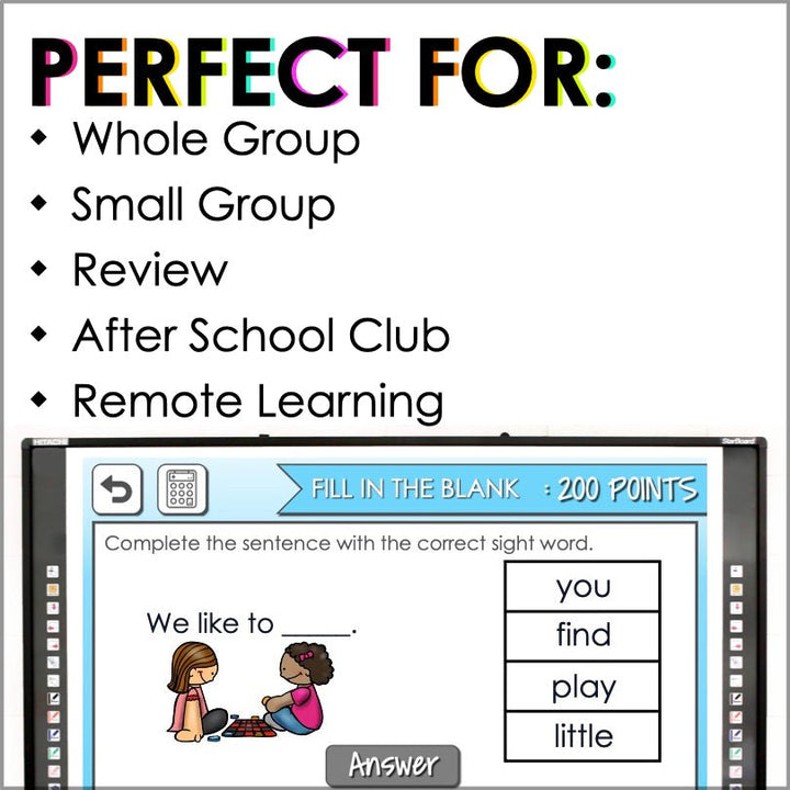 ASL Pre-Primer Sight Words Digital Game - Teacher Jeanell