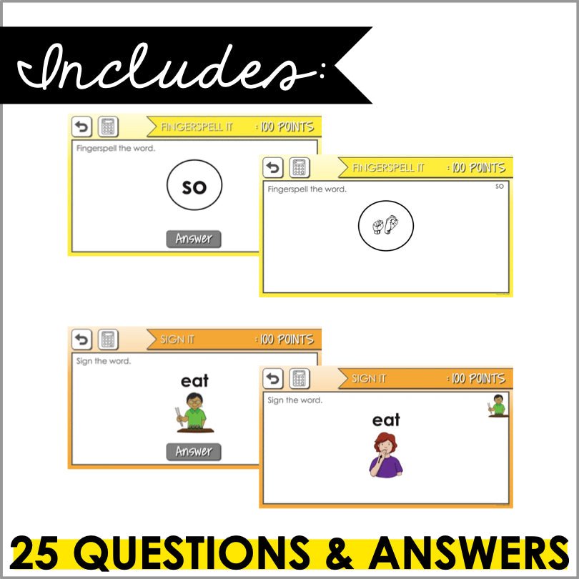 ASL Primer Sight Words Digital Game - Teacher Jeanell