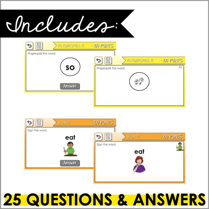 ASL Primer Sight Words Digital Game - Teacher Jeanell