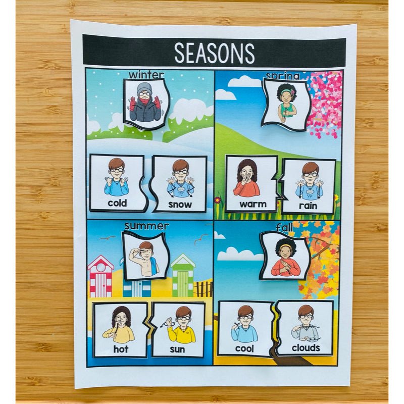 ASL Seasons File Folder Activity - ASL Weather - Teacher Jeanell