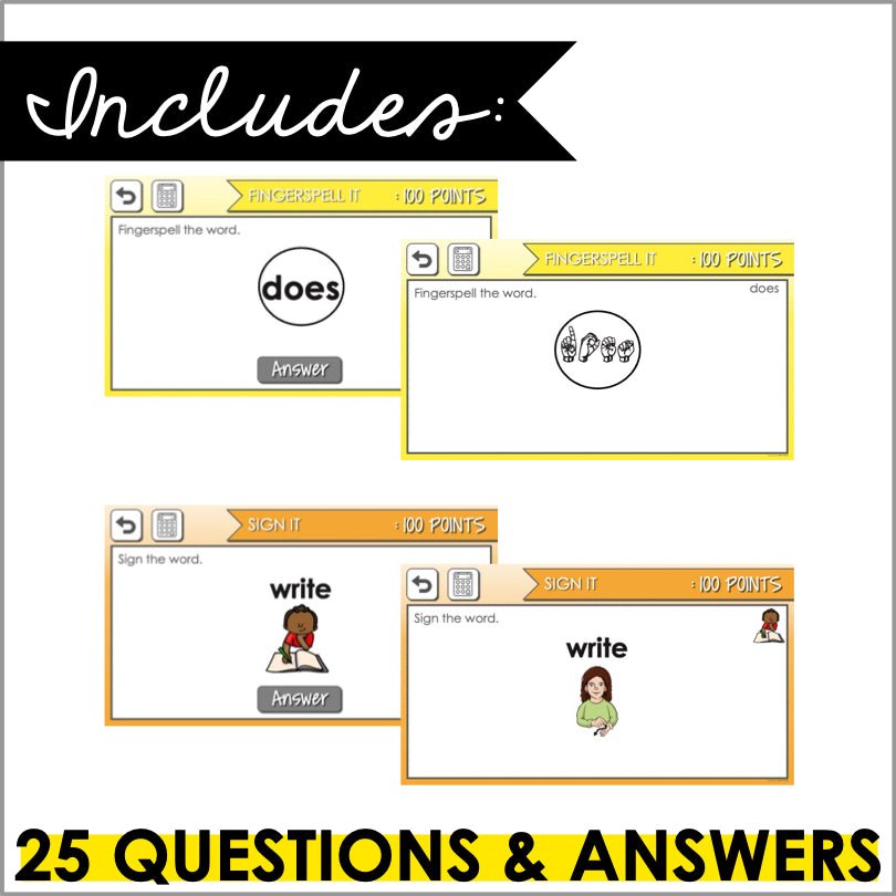 ASL Sight Words Second Grade Digital Game - Teacher Jeanell