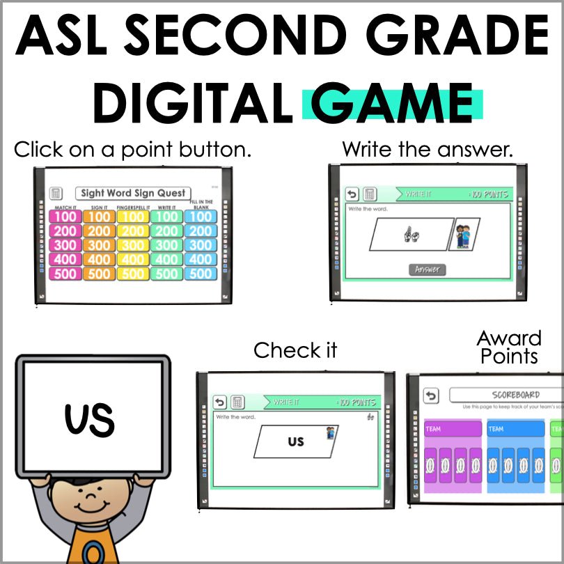 ASL Sight Words Second Grade Digital Game - Teacher Jeanell