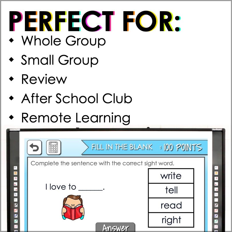 ASL Sight Words Second Grade Digital Game - Teacher Jeanell