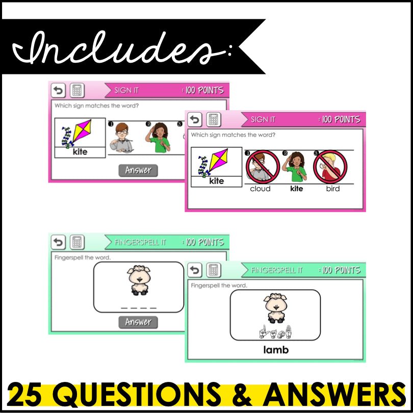 ASL Spring Vocabulary Trivia Game - Teacher Jeanell