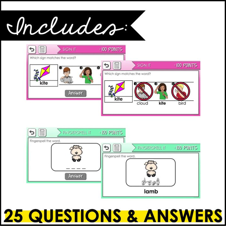 ASL Spring Vocabulary Trivia Game - Teacher Jeanell