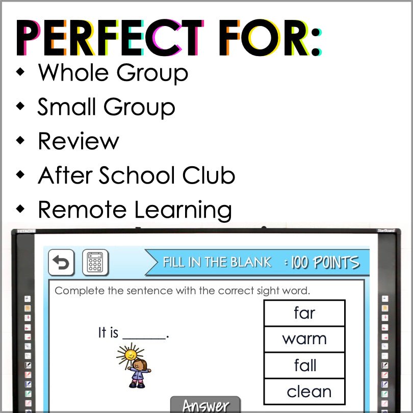 ASL Third Grade Sight Words Digital Game - Teacher Jeanell