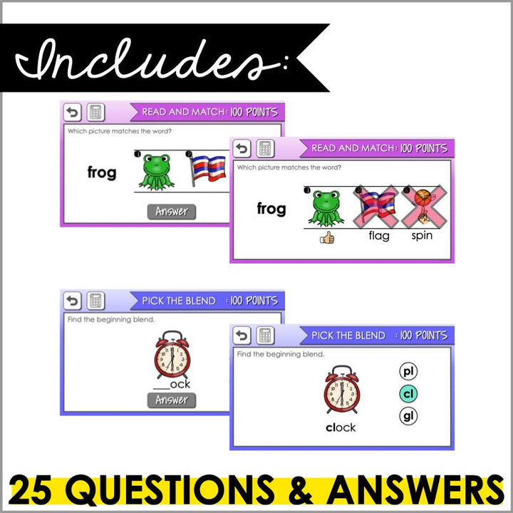 Blends Phonemic Awareness Trivia Game - Teacher Jeanell