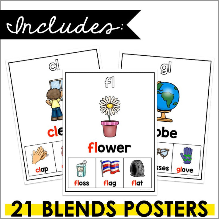 Blends Poster Set | Sound Wall Posters - Teacher Jeanell