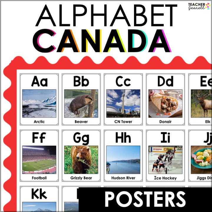 Canada Alphabet Posters | A-Z Posters Canada | ABC Posters with Real Pictures - Teacher Jeanell