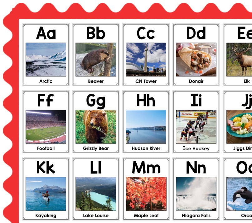 Canada Alphabet Posters | A-Z Posters Canada | ABC Posters with Real Pictures - Teacher Jeanell