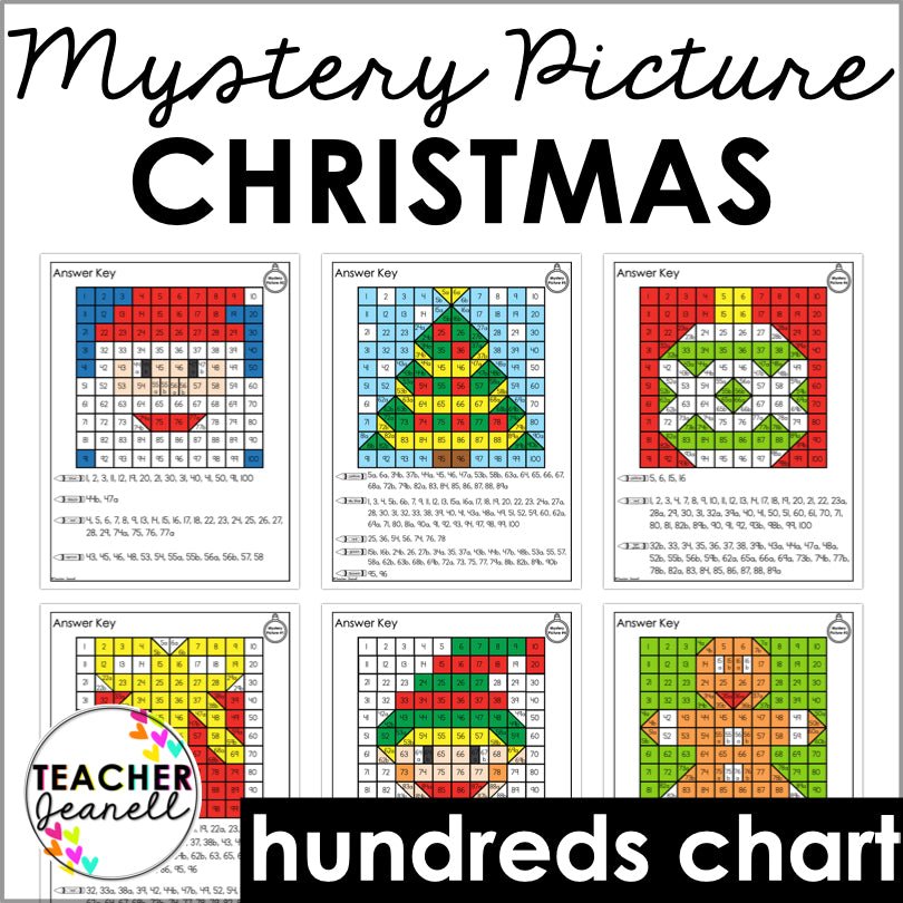 Christmas Mystery Picture Hundreds Chart - Christmas Math - Teacher Jeanell