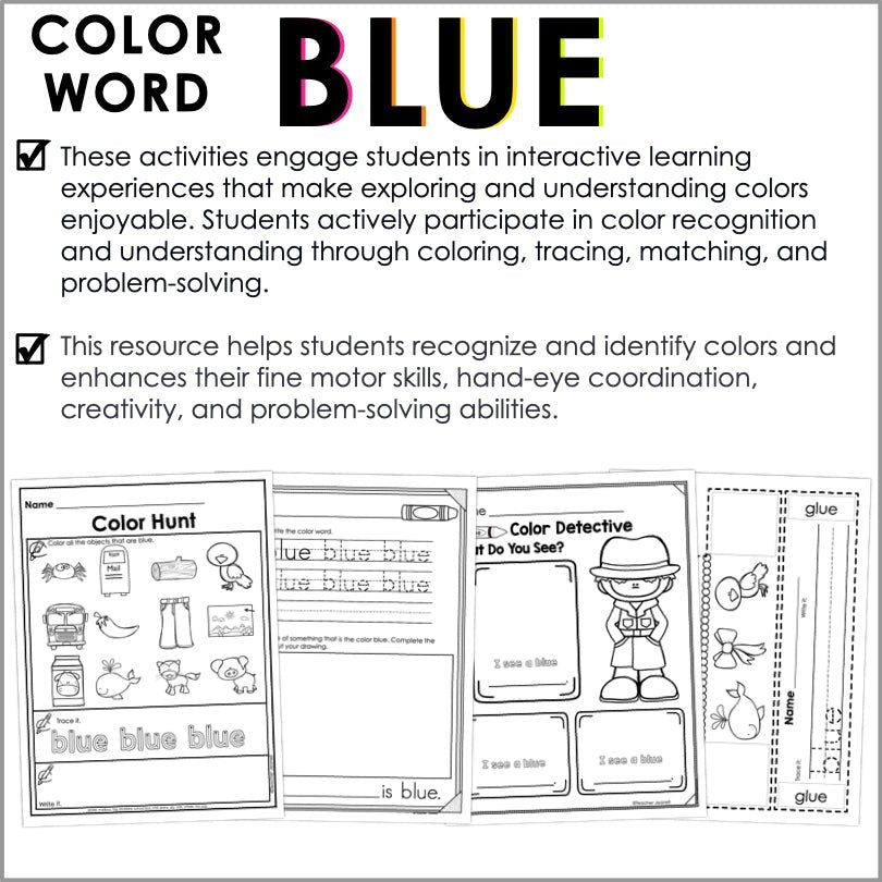Color Blue Worksheets and Activities | Color Identification - Teacher Jeanell