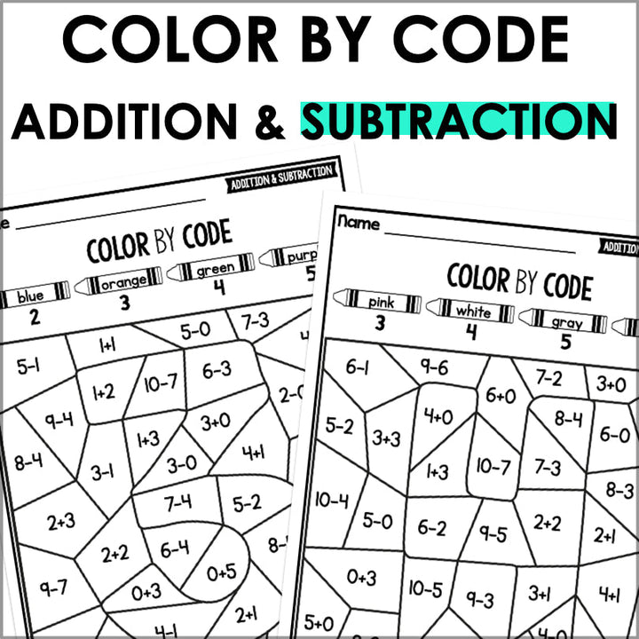 Color by Code Addition and Subtraction - Teacher Jeanell