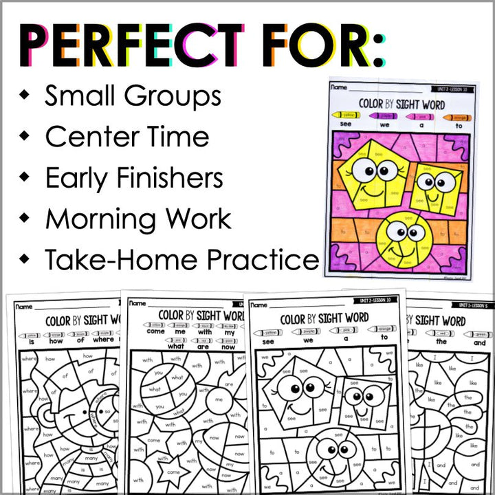 Color by Sight Word (Journeys Kindergarten Units 1-6 Supplemental Resource) - Teacher Jeanell