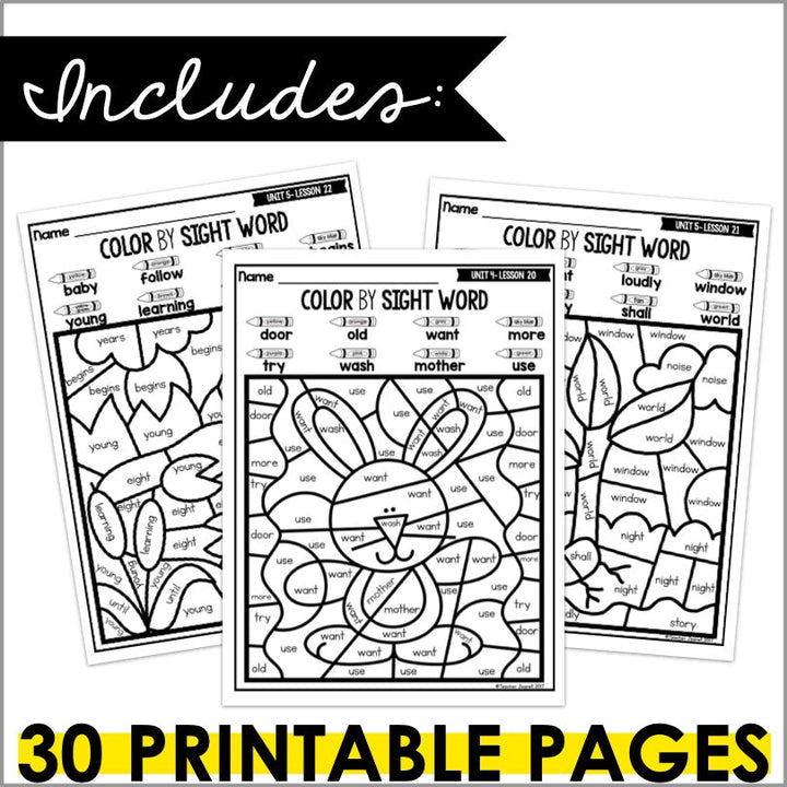 Color by Sight Words Journeys 1st Grade Units 1-6 Supplemental Resource - Teacher Jeanell