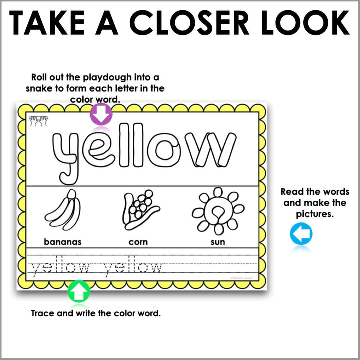 Color Words Playdough Mats - Teacher Jeanell