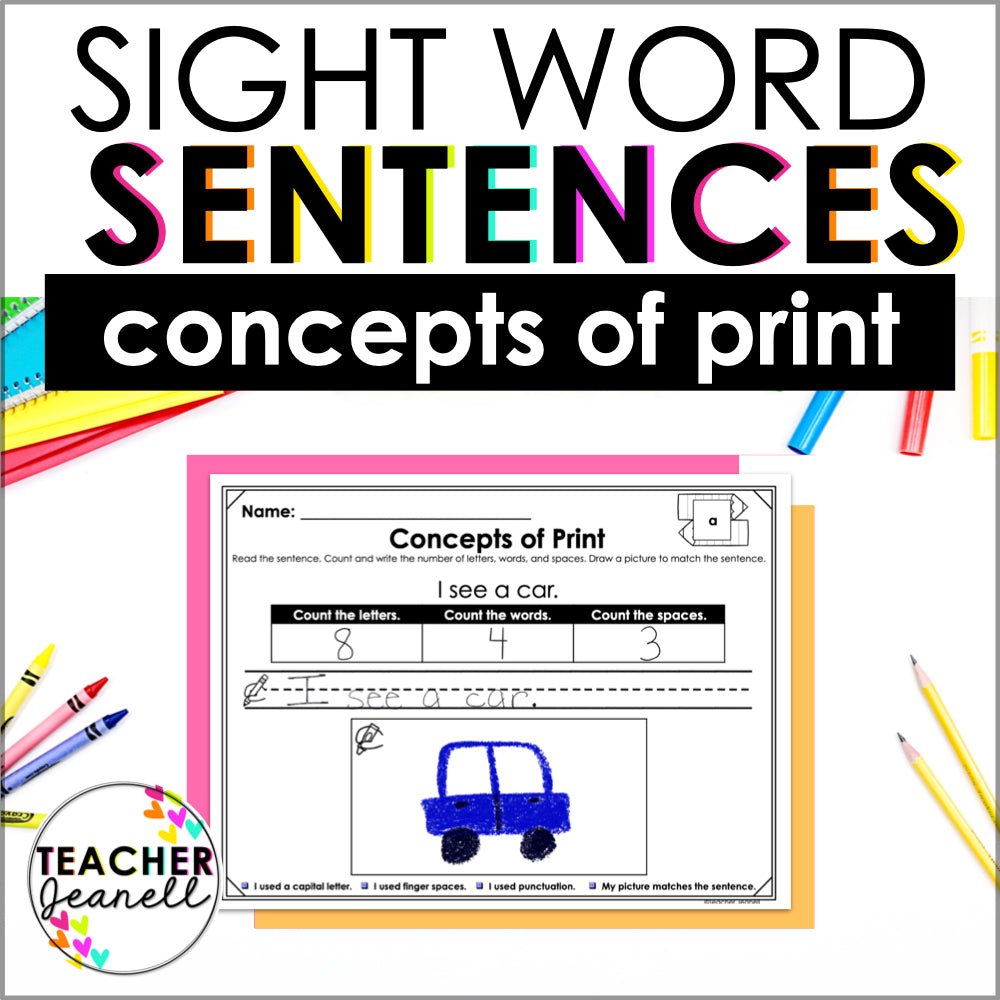 Concepts of Print & Sight Word Sentences - Teacher Jeanell