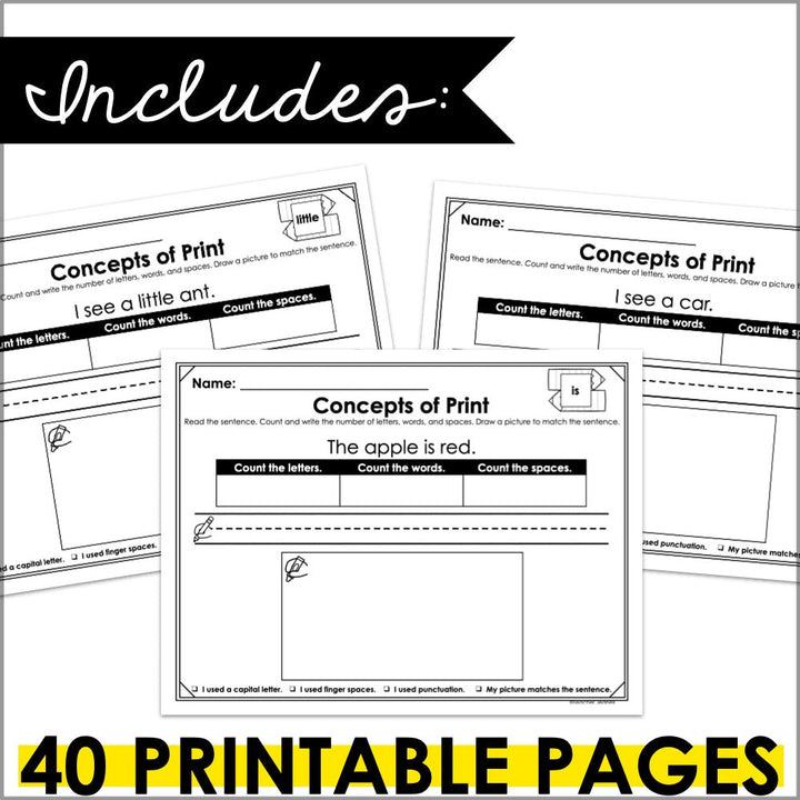 Concepts of Print & Sight Word Sentences - Teacher Jeanell