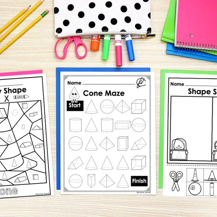 Cone | 3D Shapes Worksheets | Shape Recognition - Teacher Jeanell