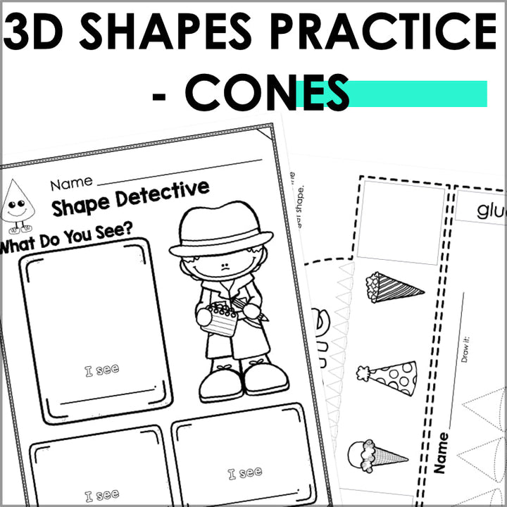 Cone | 3D Shapes Worksheets | Shape Recognition - Teacher Jeanell