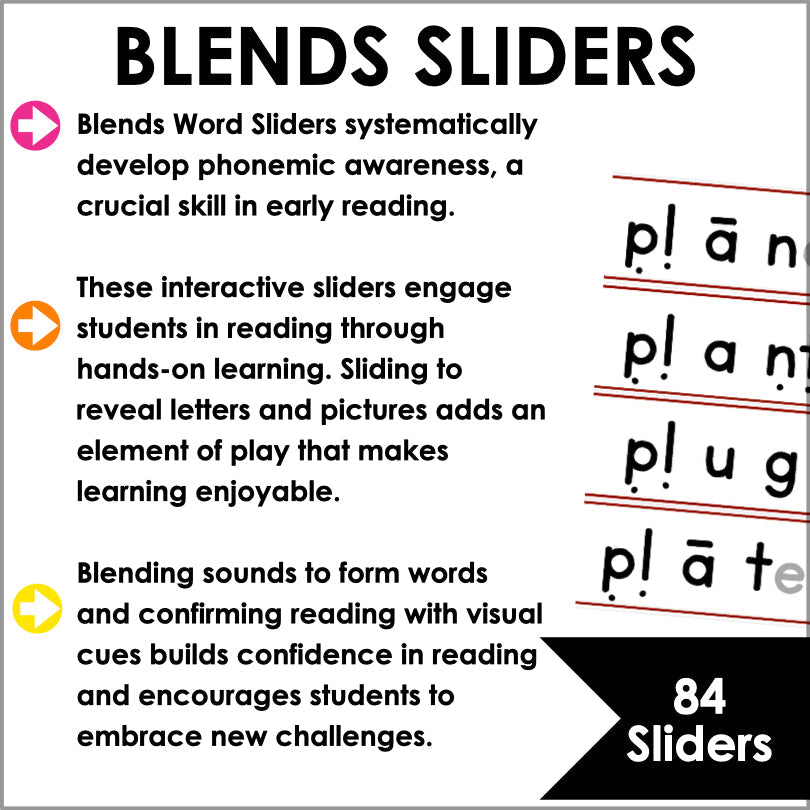 Consonant Blends Segmenting and Blending Activities - Blends Word Sliders - Teacher Jeanell