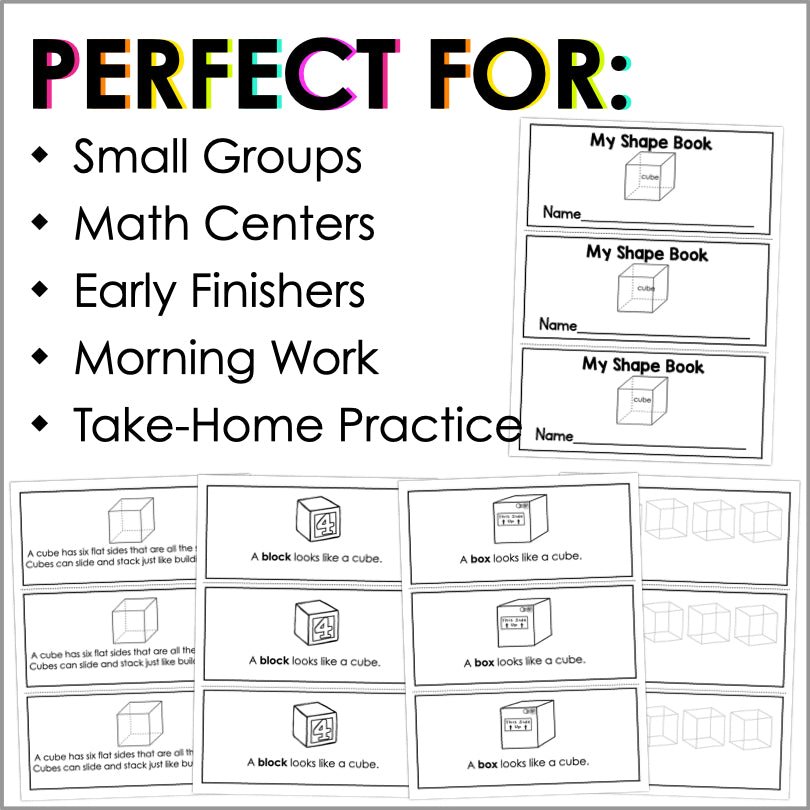 Cube | 3D Shapes Worksheets | Shape Recognition - Teacher Jeanell