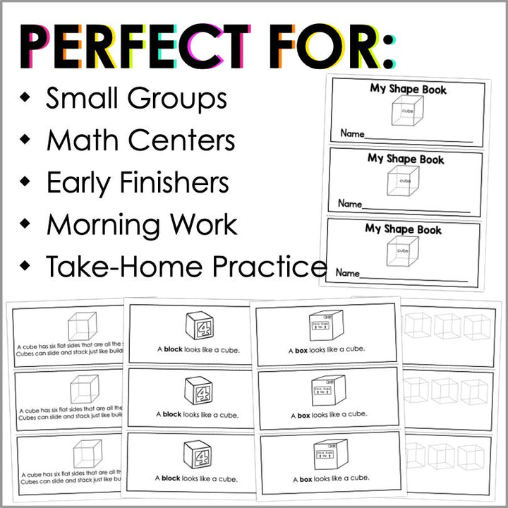 Cube | 3D Shapes Worksheets | Shape Recognition - Teacher Jeanell