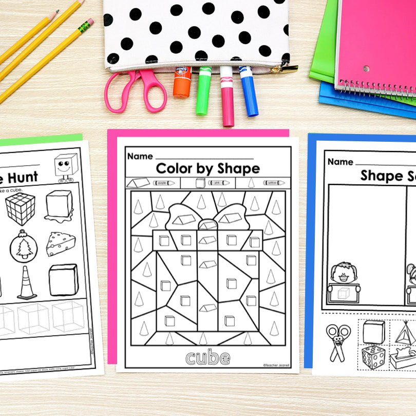 Cube | 3D Shapes Worksheets | Shape Recognition - Teacher Jeanell