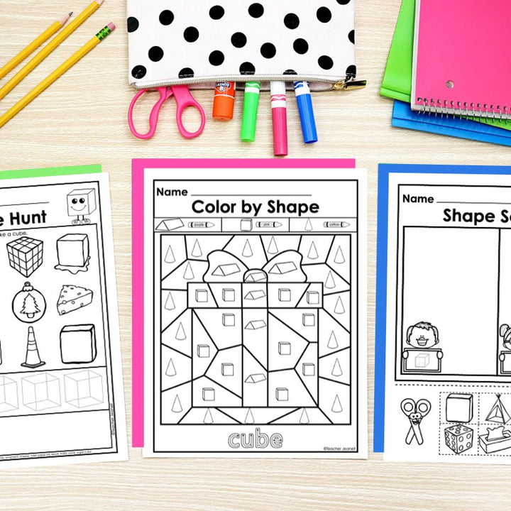 Cube | 3D Shapes Worksheets | Shape Recognition - Teacher Jeanell