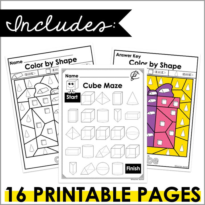 Cube | 3D Shapes Worksheets | Shape Recognition - Teacher Jeanell