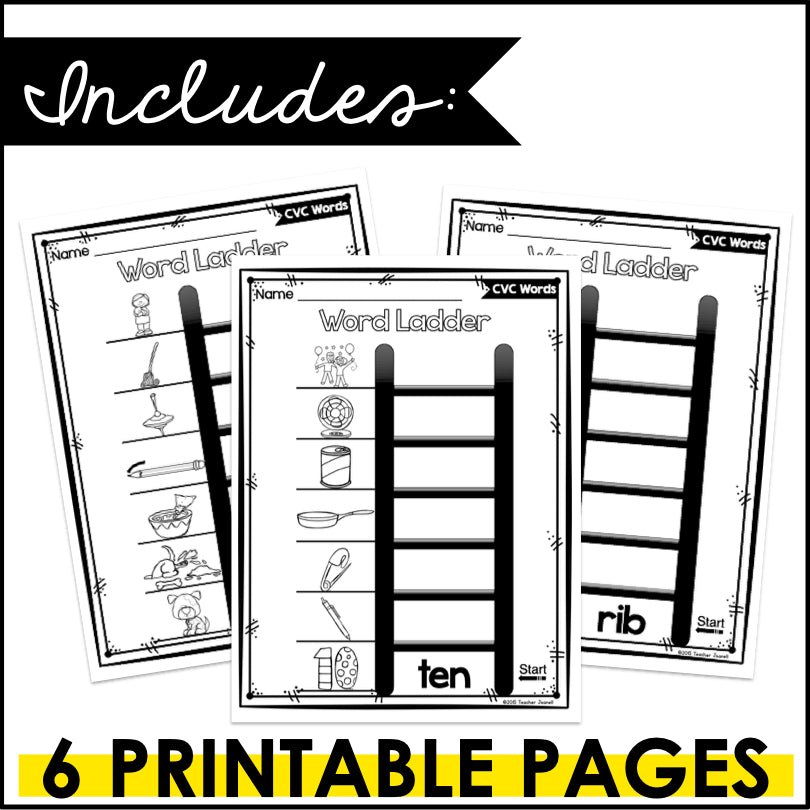 CVC Word Ladders | CVC Word Chains | CVC Word Families Printables - Teacher Jeanell