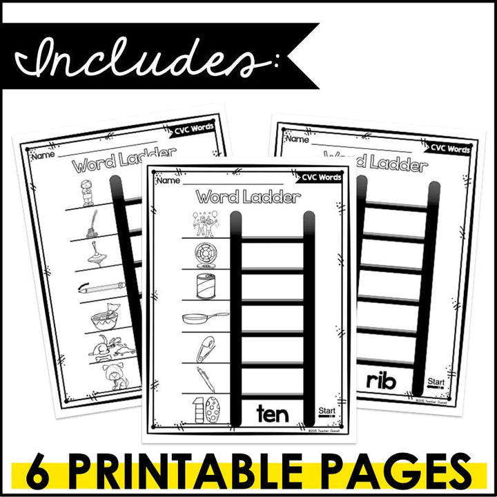 CVC Word Ladders | CVC Word Chains | CVC Word Families Printables - Teacher Jeanell