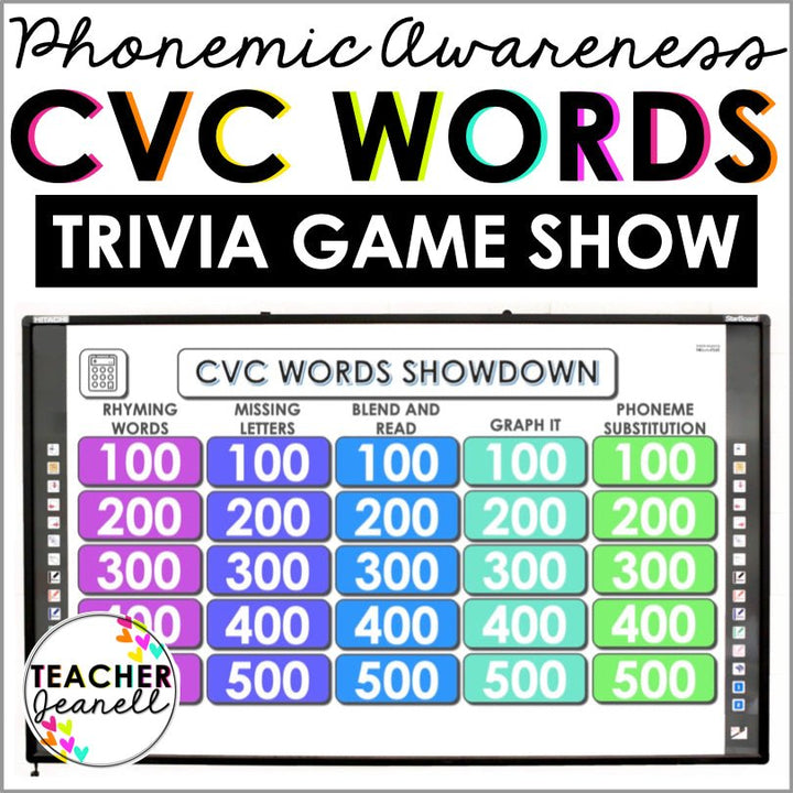 CVC Words Game Show | Phonemic Awareness Trivia - Teacher Jeanell