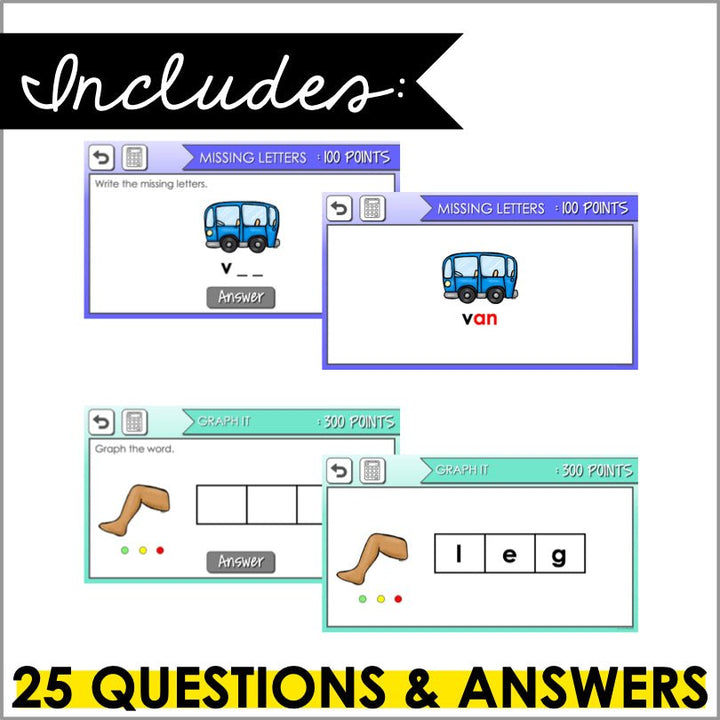 CVC Words Game Show | Phonemic Awareness Trivia - Teacher Jeanell