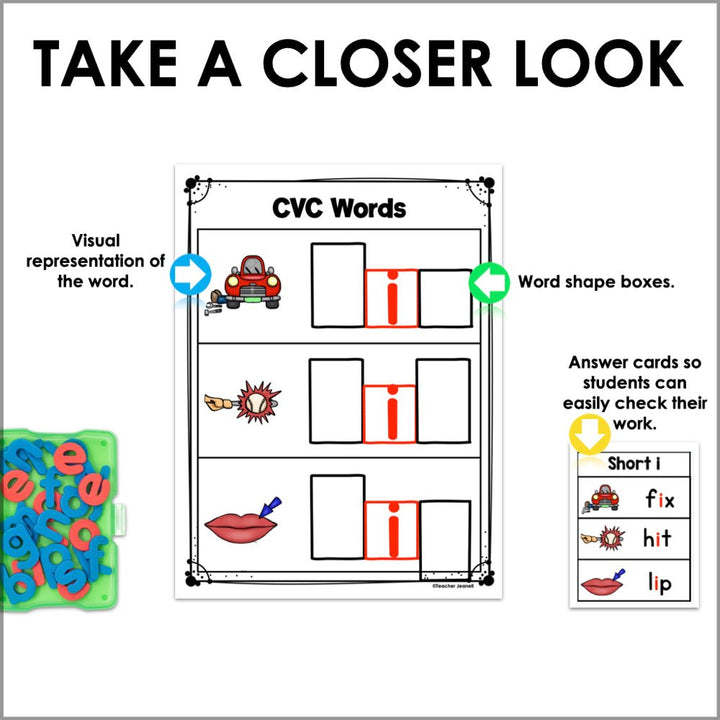 CVC Words Magnetic Letter Activities - Teacher Jeanell