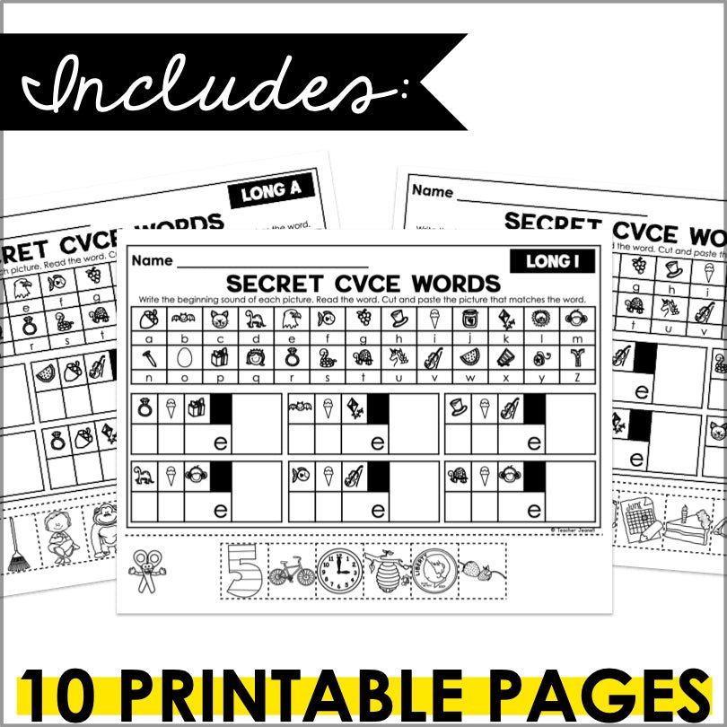 CVCe Secret Words | Silent e Mystery Words Phonemic Awareness Activities - Teacher Jeanell