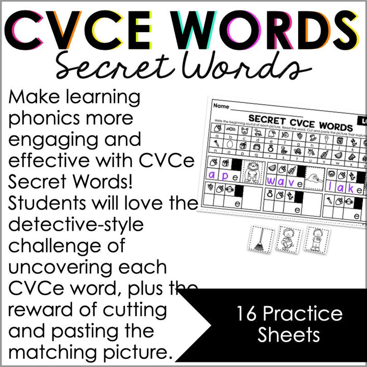 CVCe Secret Words | Silent e Mystery Words Phonemic Awareness Activities - Teacher Jeanell