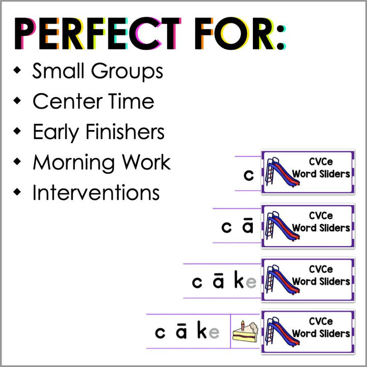 CVCe Word Sliders - Magic e Segmenting and Blending Word Slider Cards - Silent e - Teacher Jeanell