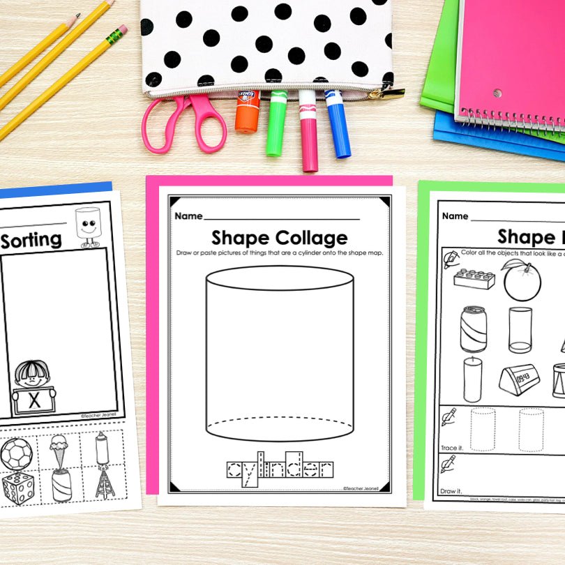 Cylinder | 3D Shapes Worksheets | Shape Recognition - Teacher Jeanell