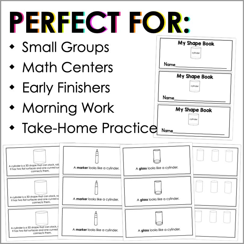Cylinder | 3D Shapes Worksheets | Shape Recognition - Teacher Jeanell
