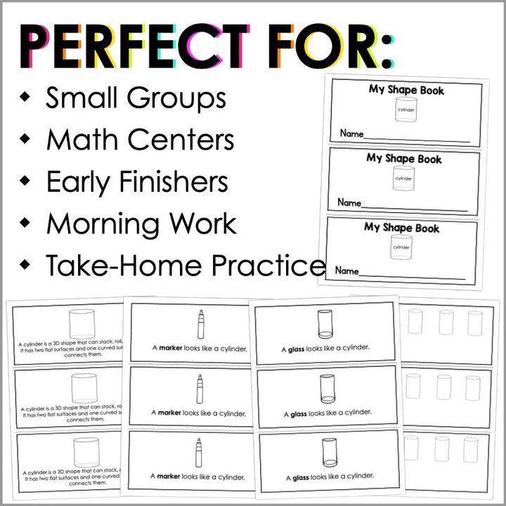 Cylinder | 3D Shapes Worksheets | Shape Recognition - Teacher Jeanell