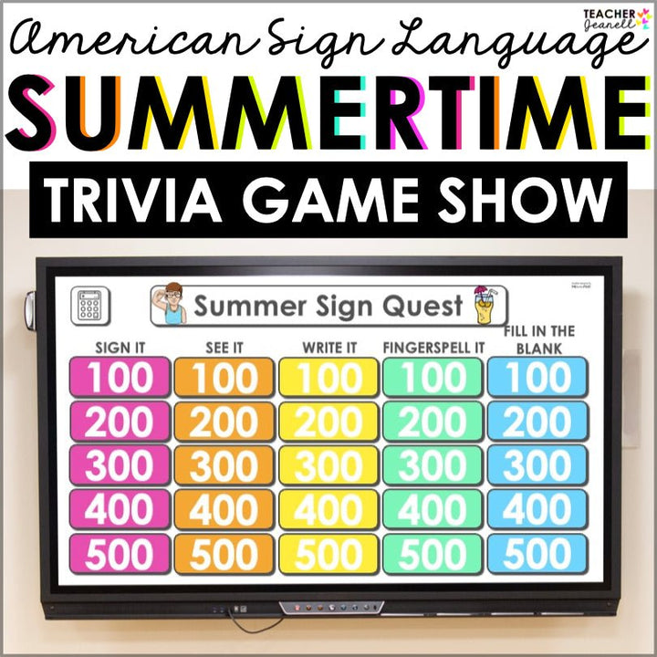 Digital ASL Summer Vocabulary Game - Teacher Jeanell
