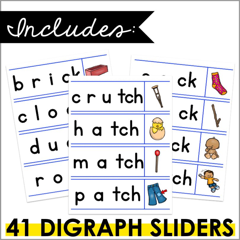 Digraph Word Sliders - Digraph Segmenting and Blending Activities - Teacher Jeanell