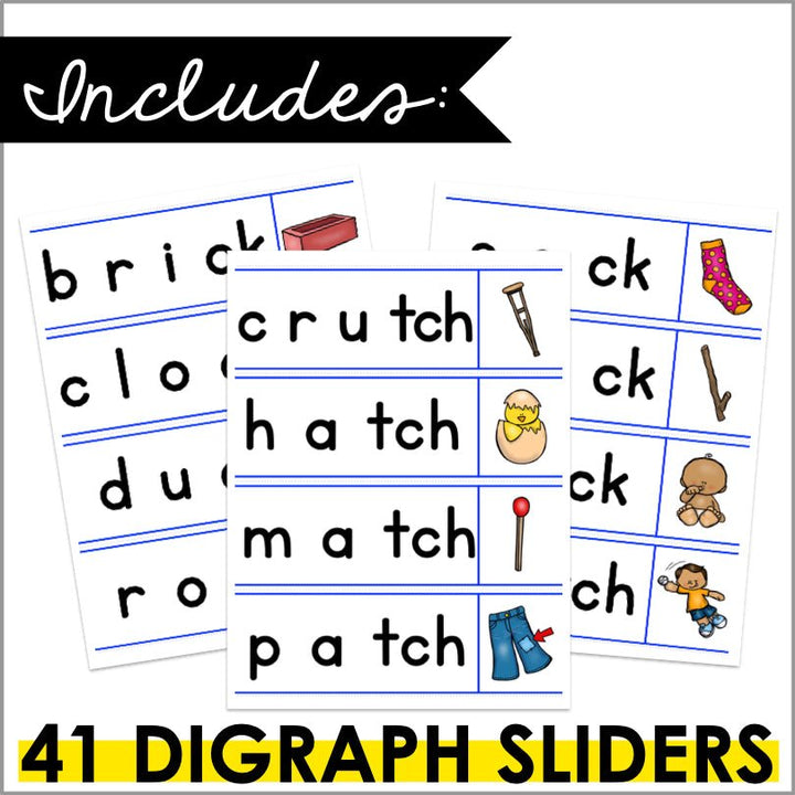 Digraph Word Sliders - Digraph Segmenting and Blending Activities - Teacher Jeanell