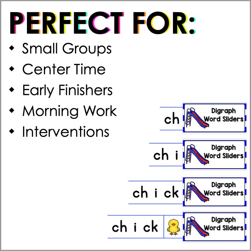 Digraph Word Sliders - Digraph Segmenting and Blending Activities - Teacher Jeanell
