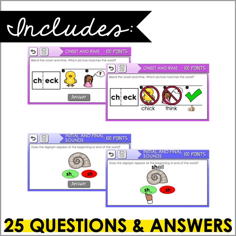 Digraphs Phonemic Awareness Trivia Game - Teacher Jeanell
