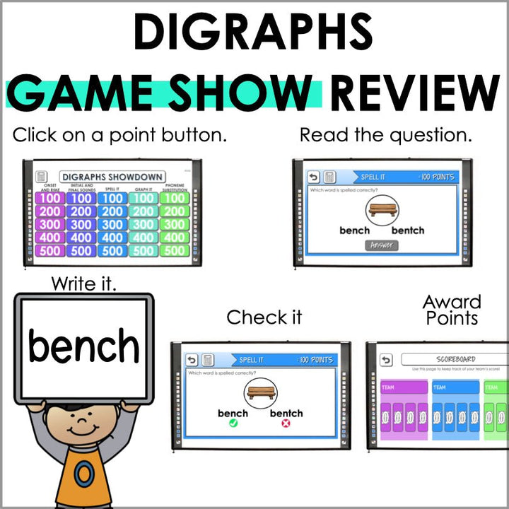 Digraphs Phonemic Awareness Trivia Game - Teacher Jeanell