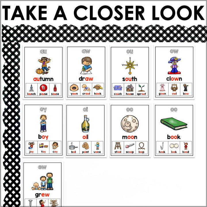 Diphthongs Poster Set | Sound Wall Posters - Teacher Jeanell